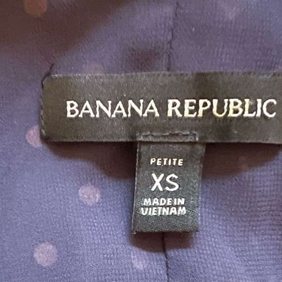 Banana Republic Polka Dot V Neck Sleeveless Navy Women's Top sz XSP - Picture 4 of 6